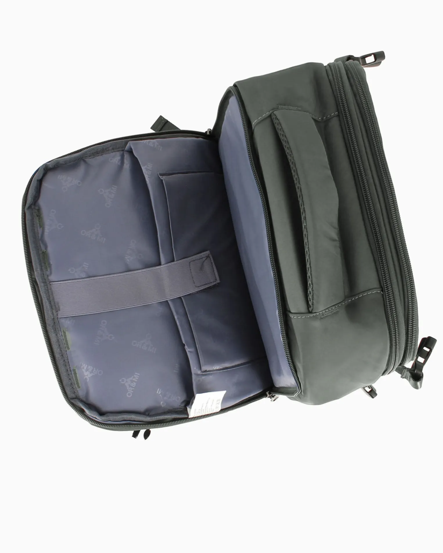OR&MI - Zaino ufficio grigio in nylon con fibbie laterali regolabili