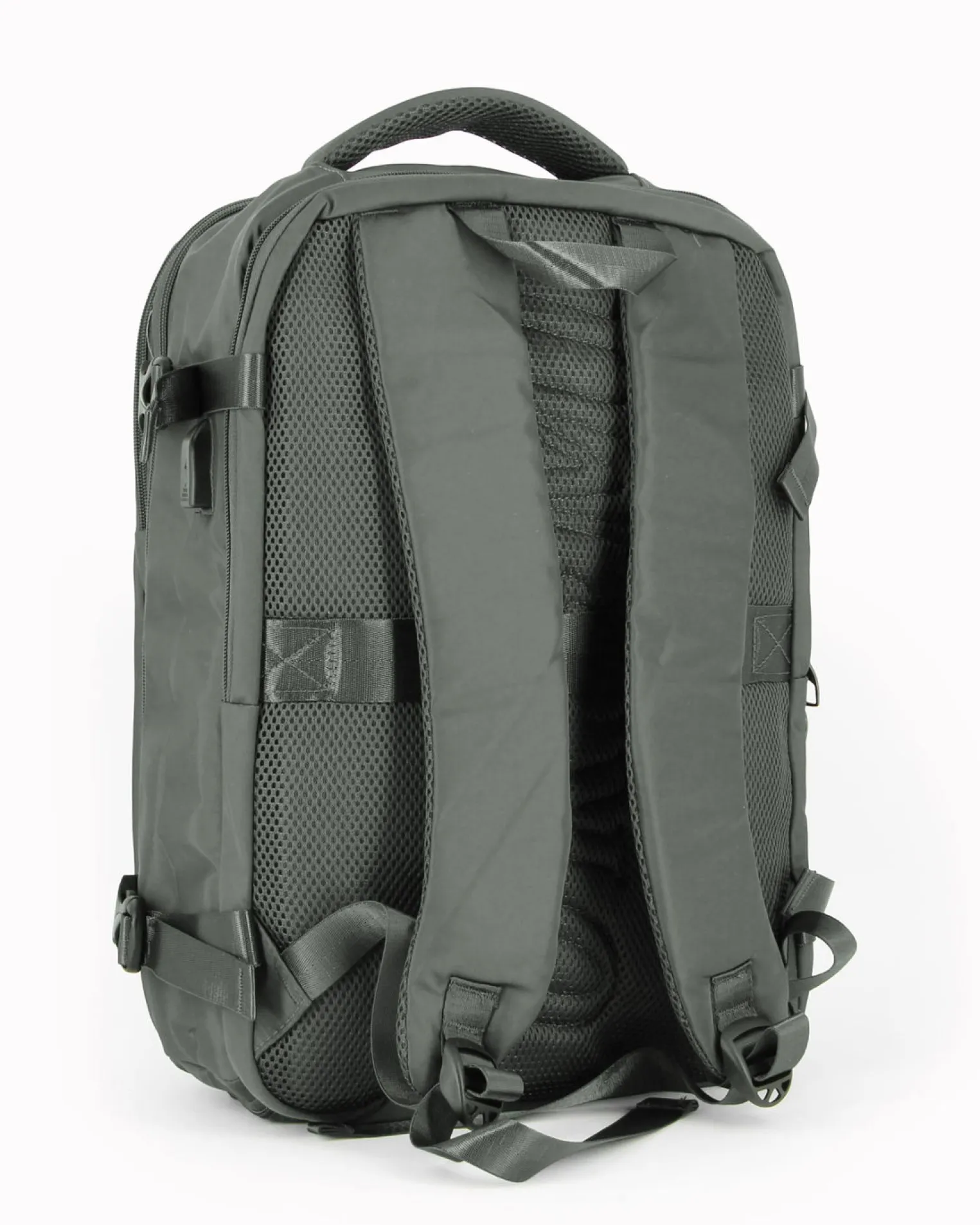OR&MI - Zaino ufficio grigio in nylon con fibbie laterali regolabili