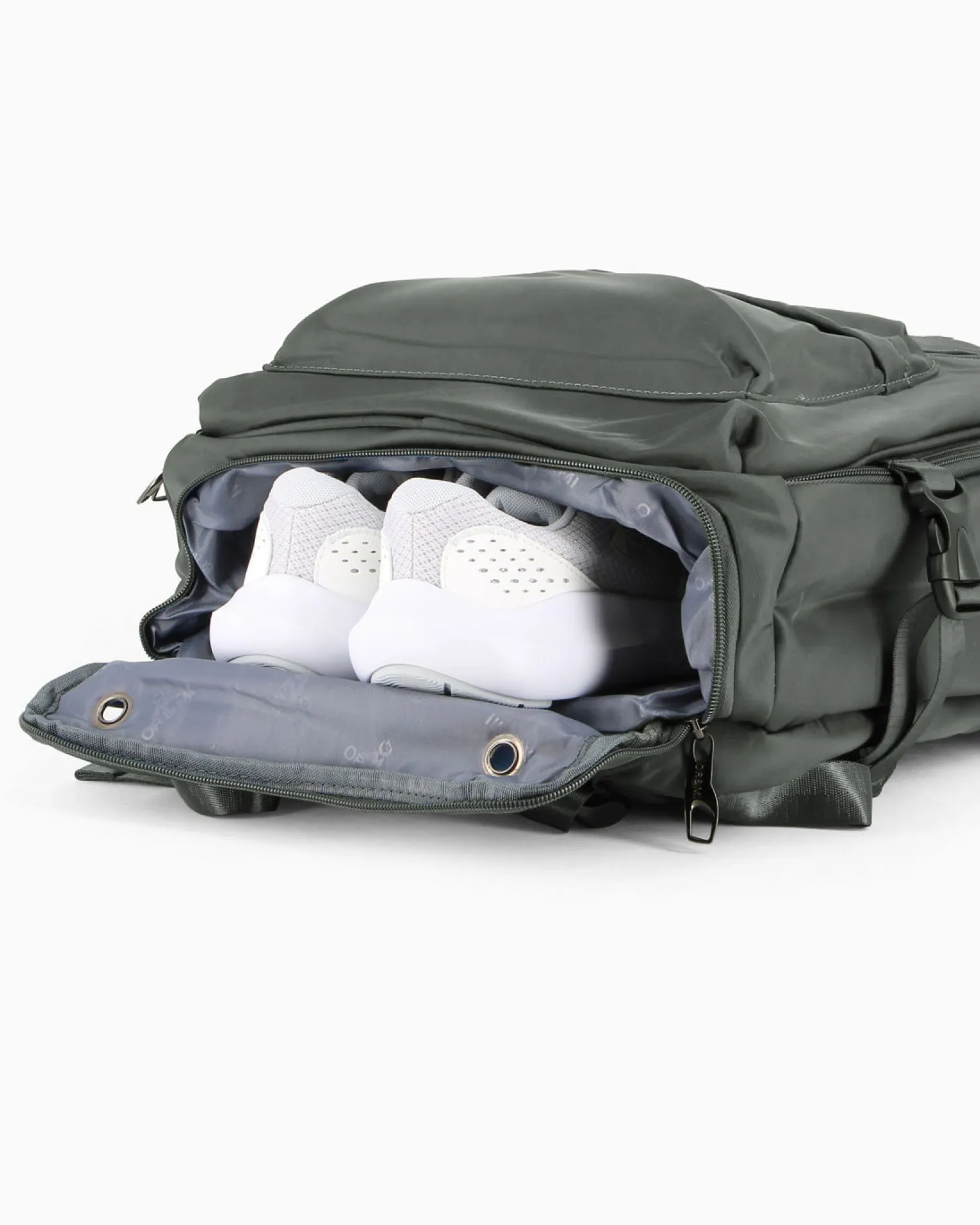 OR&MI - Zaino ufficio grigio in nylon con fibbie laterali regolabili