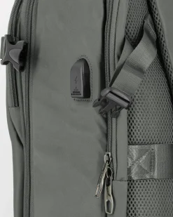 OR&MI - Zaino ufficio grigio in nylon con fibbie laterali regolabili