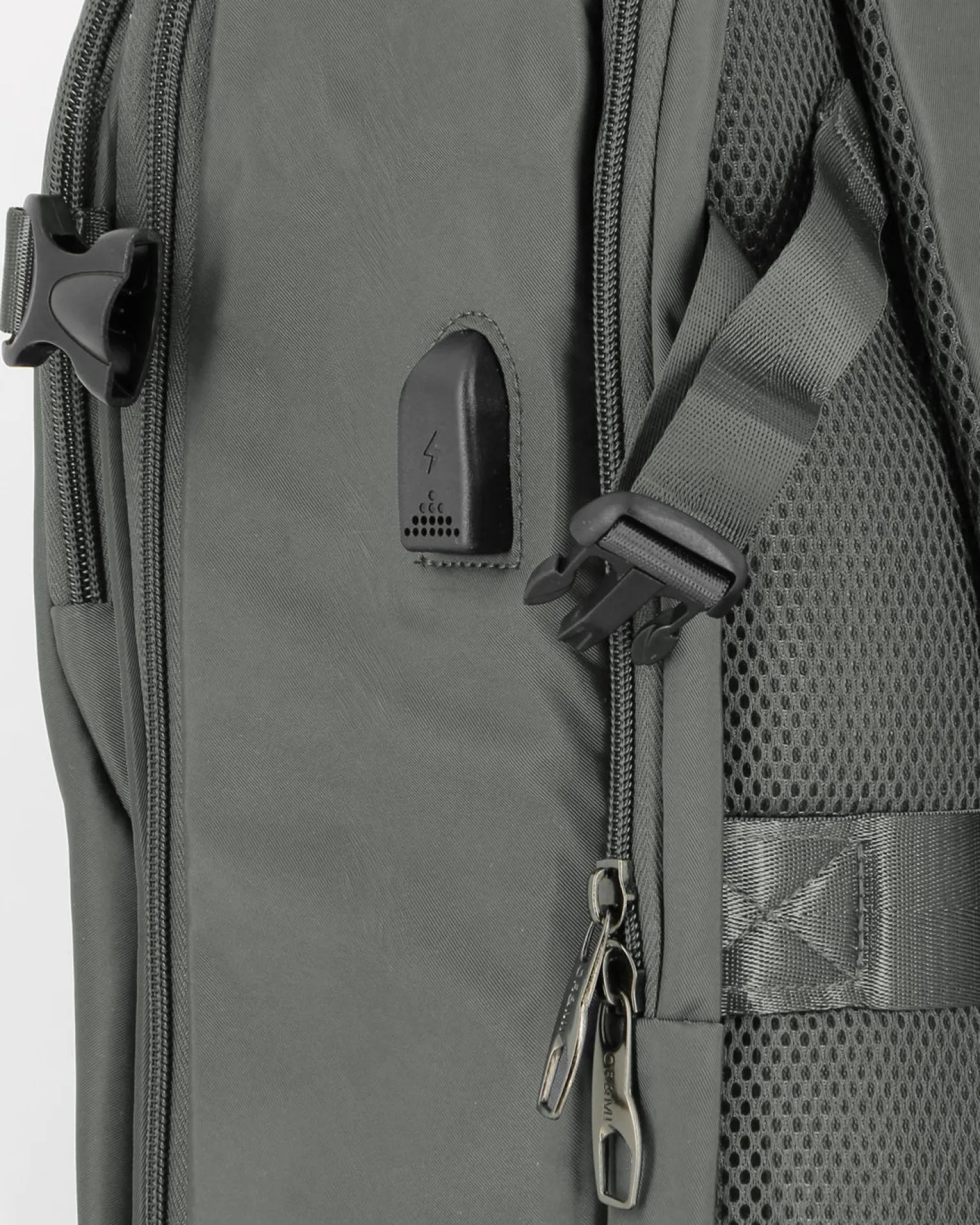 OR&MI - Zaino ufficio grigio in nylon con fibbie laterali regolabili