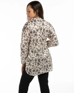 PAQUITA - BLUSA BIANCA A FANTASIA CON COLLO ALLA COREANA