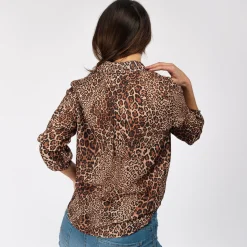 PAQUITA - CAMICIA MACULATA SCOLLO A V CON MANICA 3/4