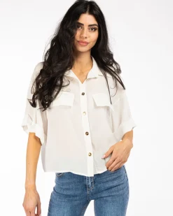 PAQUITA - CAMICIA MANICA BOTTONI IN ORO