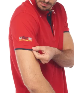 POLO MEZZA MANICA PIQUET RICAMO BANDIERA