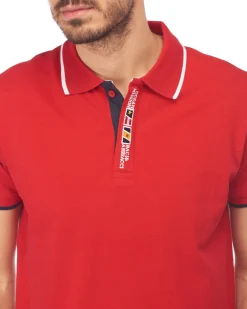 POLO MEZZA MANICA PIQUET RICAMO BANDIERA