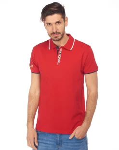 POLO MEZZA MANICA PIQUET RICAMO BANDIERA