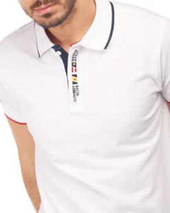 POLO MEZZA MANICA PIQUET RICAMO BANDIERA