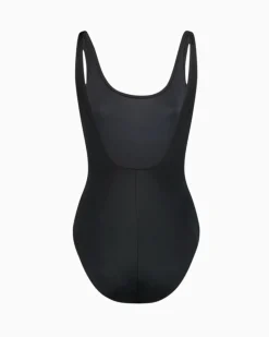 PUMA - Costume da bagno intero nero con logo bianco