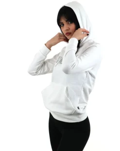 PUMA - Felpa bianca da donna con logo glitterato