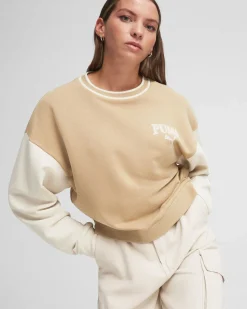PUMA - Felpa comfort fit beige da donna