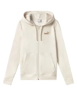 PUMA - FELPA CON CAPPUCCIO BEIGE  FULL ZIP ESSENTIALTEXTURED FOIL - DA DONNA, 692199-87