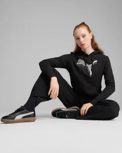 PUMA - FELPA CON CAPPUCCIO NERA ESS METALLIC HOODIE TR DA DONNA - 684997-01