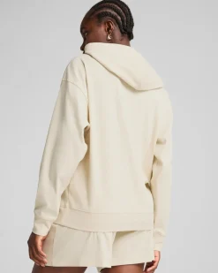 PUMA - FELPA CON CAPPUCCIO PANNA  ESSENTIAL ELEVATED COMFORT DA DONNA, 685023-87