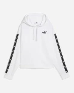 PUMA - FELPA CON CAPPUCCIO TAPE COMFORT CROP BIANCA - 685011-02