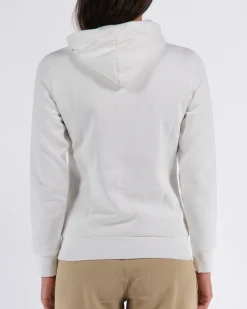 PUMA - Felpa da donna bianca con cappuccio e logo color bronzo