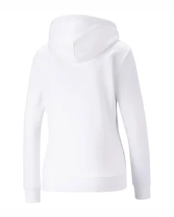 PUMA - Felpa da donna bianca con logo nero e lilla e cappuccio