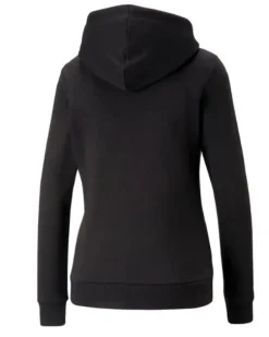 PUMA - Felpa da donna nera con logo bianco e cappuccio