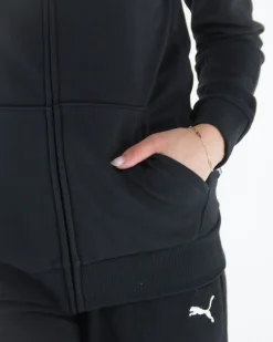 PUMA - Felpa da donna nera con zip frontale e cappuccio