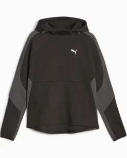 PUMA - Felpa da donna nera in tessuto traspirante con cappuccio