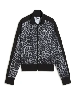 PUMA - FELPA LEOPARD T7 LUXE AOP SHORT TRACK CON BANDE NERE DA DONNA , 632342-01