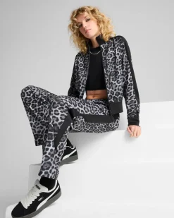 PUMA - FELPA LEOPARD T7 LUXE AOP SHORT TRACK CON BANDE NERE DA DONNA , 632342-01