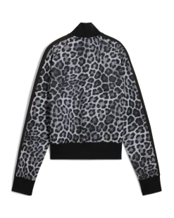 PUMA - FELPA LEOPARD T7 LUXE AOP SHORT TRACK CON BANDE NERE DA DONNA , 632342-01
