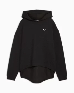 PUMA - FELPA NERA CON CAPPUCCIO TESTURIZZATA DA DONNA Q4 STUDIO 525756-01