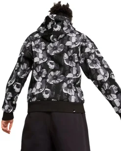 PUMA - FELPA NERA CON STAMPA FLOREALE CON CAPPUCCIO ESSENTIAL +CLASS ACT AOP DA DONNA, 682500-01