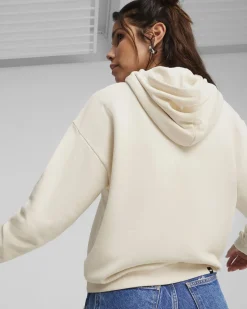 PUMA - Felpa relaxed fit beige da donna