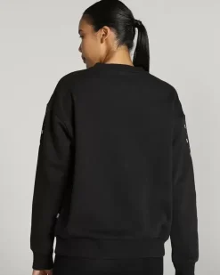 PUMA - Felpa relaxed fit da donna nera con logo bianco