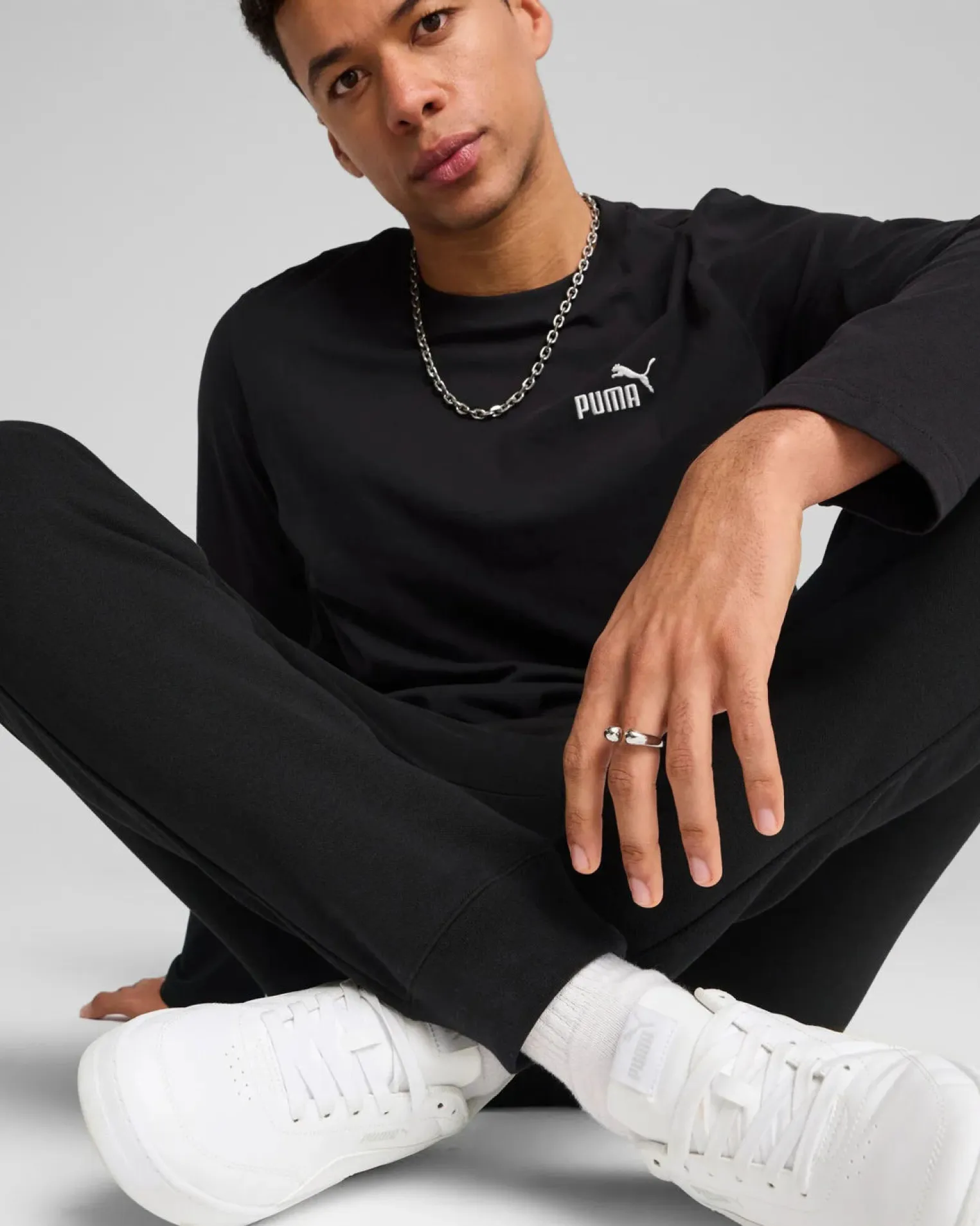 PUMA - PANTALONE ESSENTIAL NO. 1 LOGO SLIM FL NERO DA UOMO, 682642-01