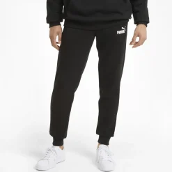PUMA - Pantalone felpa da uomo nero slim fit con elastico e lacci in vita