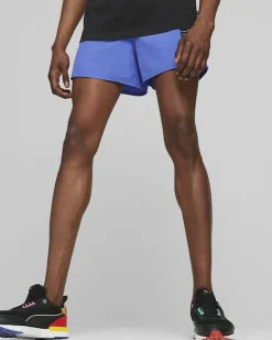 PUMA - Pantaloni corti da uomo blu con logo bianco e nero
