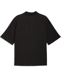 PUMA – POLO NERA  WARDROBE ESS BOXY WAFFLE DA UOMO, 634362-01