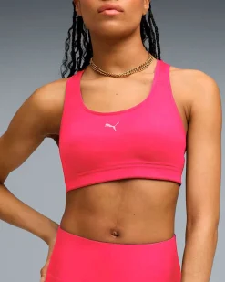 PUMA - REGGISENO SPORTIVO  ROSA FLUO 4KEEPS RUN BRA  DA DONNA, 524953-95