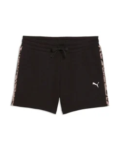 PUMA - SHORT NERO CON BANDE LATERALI MACULATE MARRONE E NERO  ESSENTIAL GRAPHIC ANIMAL TR 5