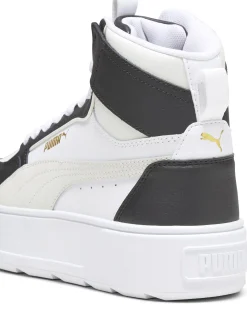 PUMA - Sneaker alta da donna in VERA PELLE bianca e nera con suola alta e dettagli panna - KARMEN REBELLE MID