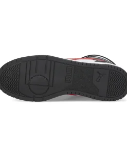 PUMA - Sneakers alta da uomo in VERA PELLE bianca e nera con dettagli rossi - RBD GAME
