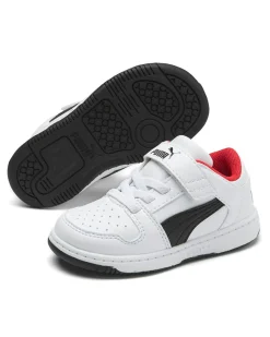 PUMA - Sneakers da bambino bianca e nera con strappo, numerata 20/27 - REBOUND LAYUP LO SL V INF