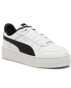 PUMA - Sneakers da donna in VERA PELLE bianca e nera con dettagli argento - CARINA STREET