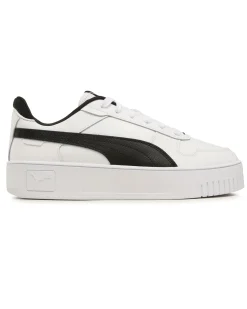 PUMA - Sneakers da donna in VERA PELLE bianca e nera con dettagli argento - CARINA STREET