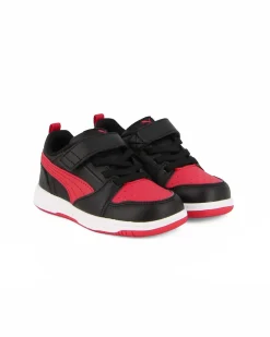 PUMA - SNEAKERS KIDS REBOUND V6 LO AC+TD NERA CON DETTAGLI ROSSI DAL 20 AL 27, 397420-11