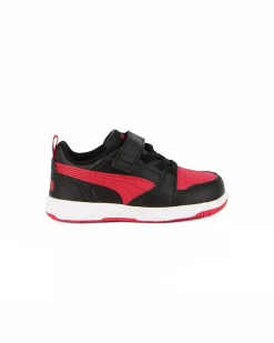 PUMA - SNEAKERS KIDS REBOUND V6 LO AC+TD NERA CON DETTAGLI ROSSI DAL 20 AL 27, 397420-11