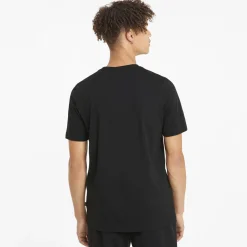 PUMA - T shirt girocollo da uomo nera in cotone con logo bianco
