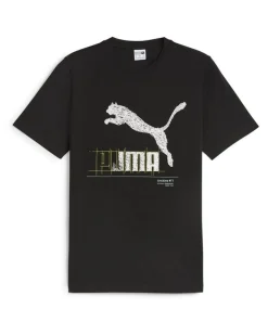 PUMA - T-shirt nera da uomo con stampa logo lime