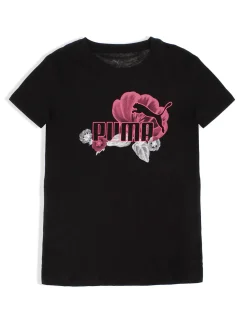 PUMA  - T-SHIRT NERA  ESSENTIAL+ FLORAL BIG LOGO GRAPHIC DA DONNA, 689030-01
