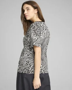 PUMA - T-SHIRT NERA, GRIGIA  E BIANCA  ESSENTIALS GRAPHIC ANIMAL RELAXED DA DONNA, 688533-01