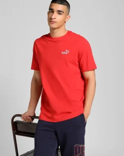 PUMA - T-SHIRT ROSSA ESSENTIAL CON LOGO PICCOLO N. 1 LOGO DA UOMO, 682534-11