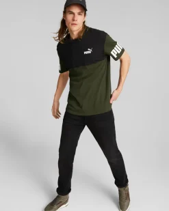 PUMA - T-SHIRT VERDE E NERA POWER COLORBLOCK TEE   DA UOMO 693576-70
